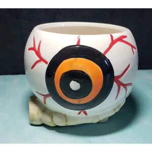 Halloween Candy Dish Eyeball Skeleton Hand Spooky Decor HORROR EUC